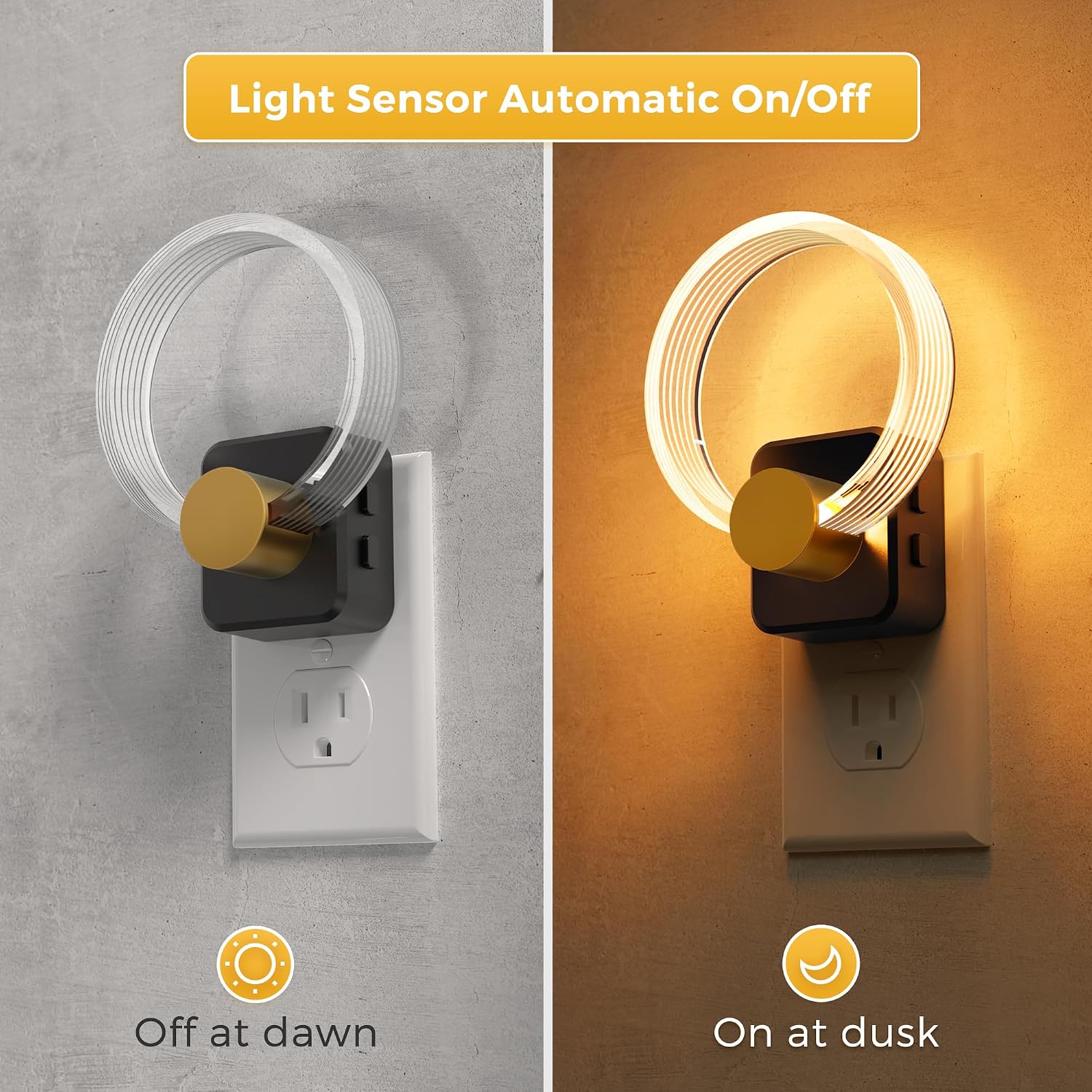 L LOHAS LED Night Lights Plug into Wall, Changing RGB Night Light with Dusk to Dawn Sensor, 180° Rotatable Acrylic Nightlight Plug in…