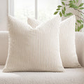 MIULEE Summer Pack of 2 Corduroy Pillow Covers Soft Soild Cushion Cases Decorative Square Throw Pillow Covers Cream White Pillowcases for…