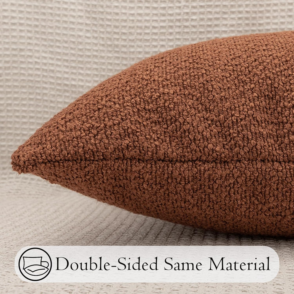 JoraLion 20x54 inch Neutral Boucle Body Pillow Cover, Rust Long Pillow Cover Cozy Soft Cushion Case for Couch Sofa Bed Living Room Home…