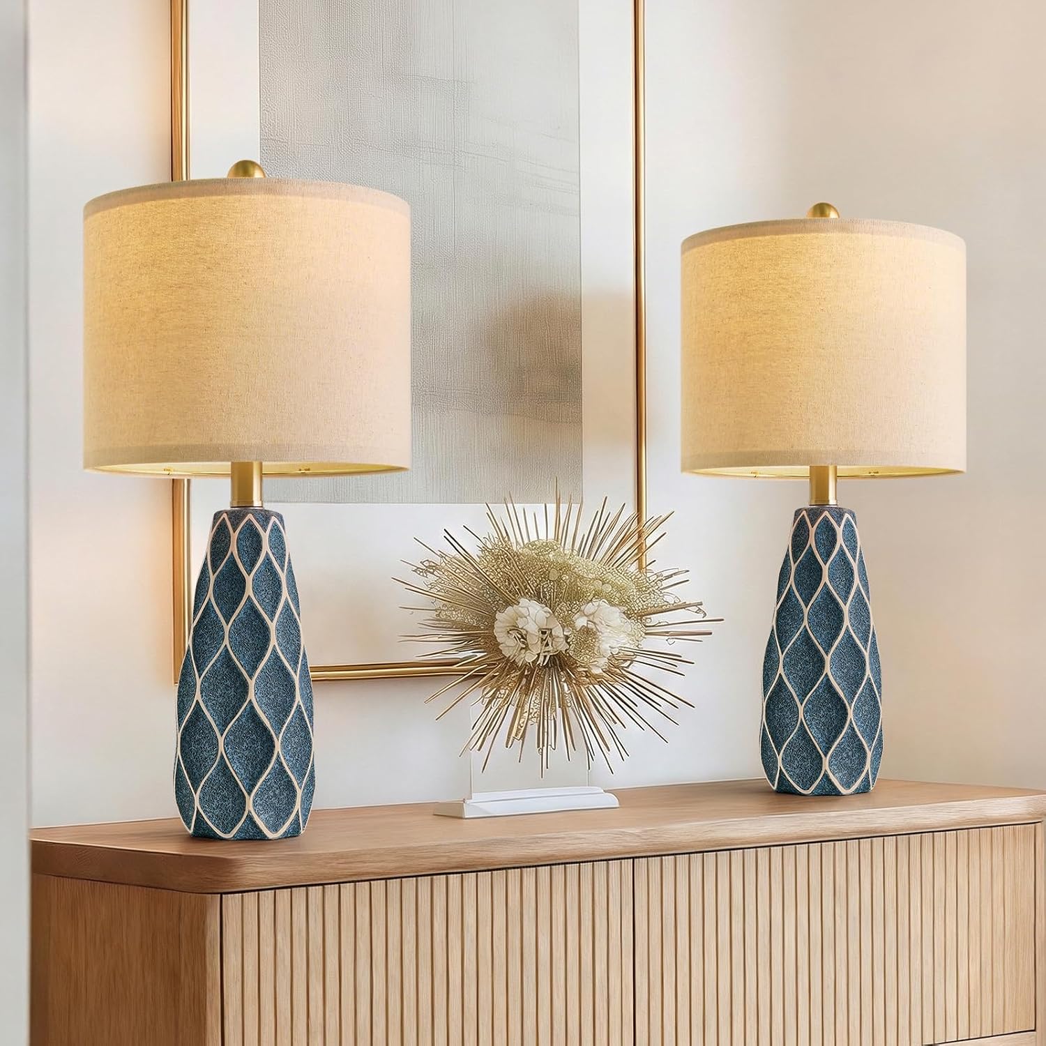 20.75" Small Table Lamps for Living Room Bedroom Lamps Set of 2 Ceramic Modern Boho Bedside Lamps Night Stands Farmhouse Vintage…