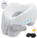 jiaao Memory Foam Neck Pillow for Travel & Airplanes, Adjustable Travel Pillow for Long Flights & Road Trips, Includes Eye Mask…