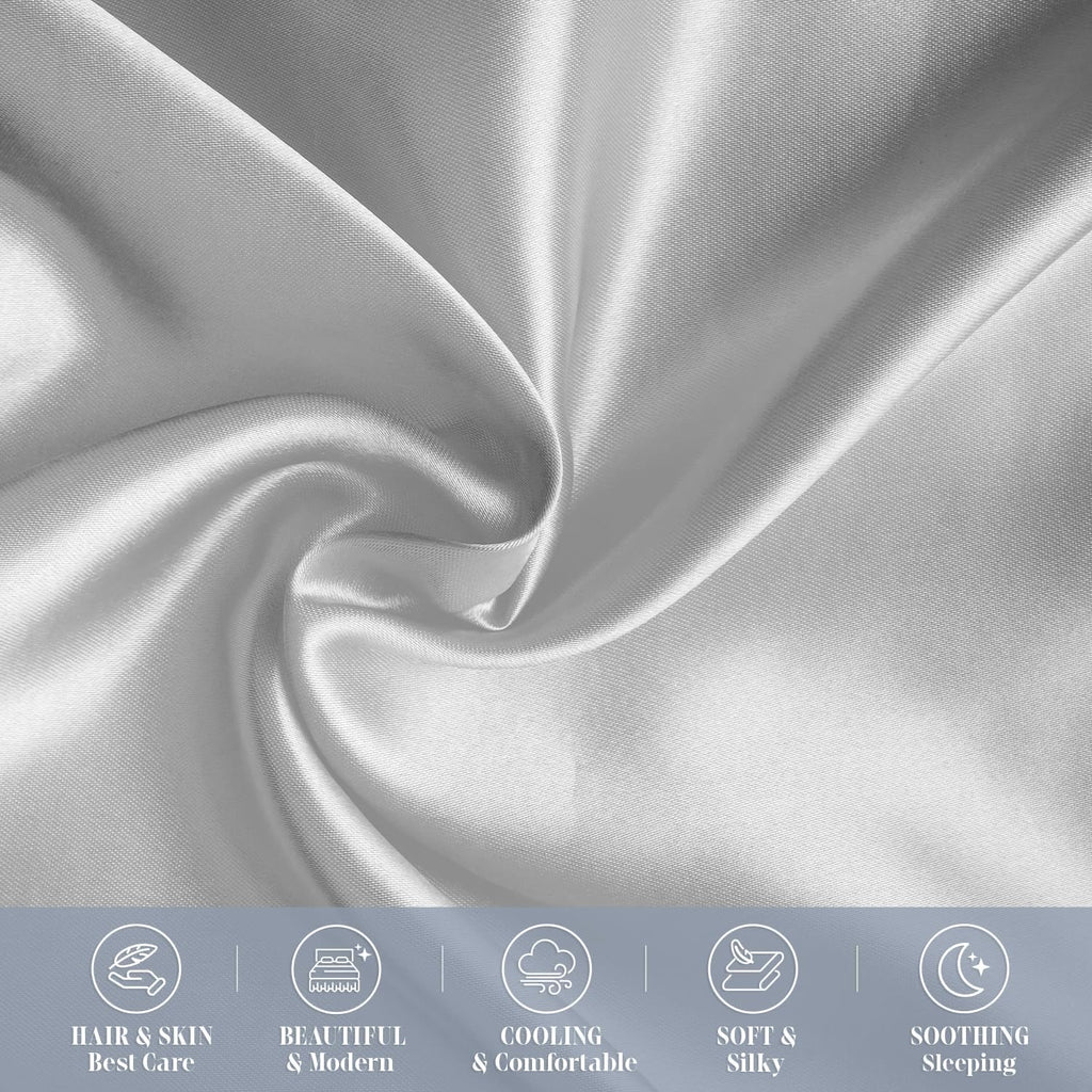 Elegantcomfort Elegant Comfort 4-Pack Cooling Viscose Satin Pillowcase Set with Hidden Zipper Closure, Silky Smooth for Hair and fabric…