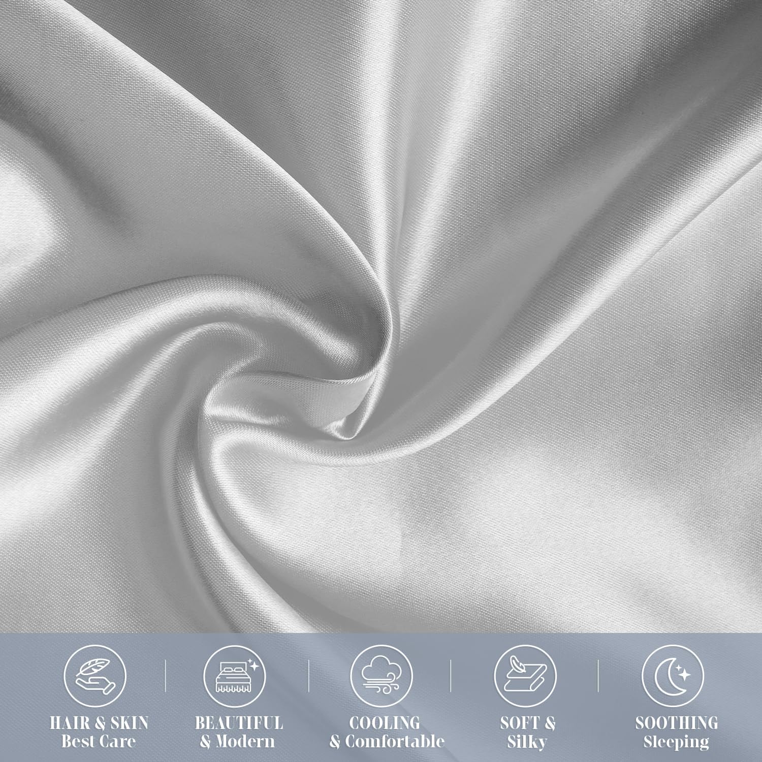 Elegantcomfort Elegant Comfort 4-Pack Cooling Viscose Satin Pillowcase Set with Hidden Zipper Closure, Silky Smooth for Hair and fabric…