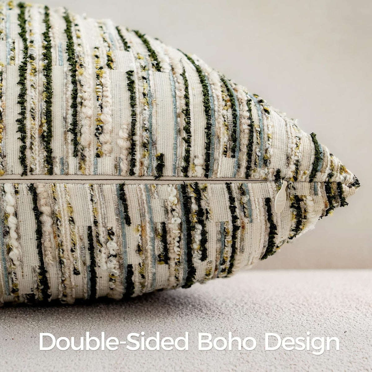 amoment a moment Boho Throw Pillow Covers Set of 2, Striped Decorative Rustic Farmhouse Pillow Cases, Aesthetic Modern Home Decor Couch Cushi…