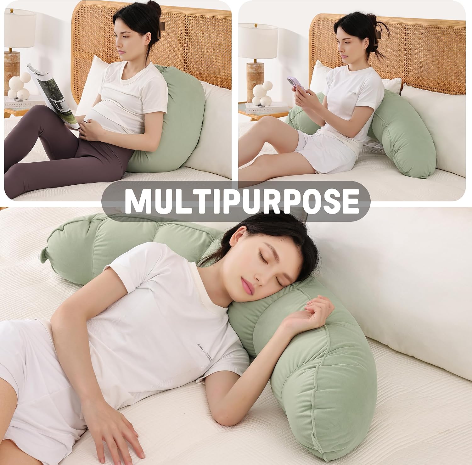 Peallow(Pat. Pend) – Long Round Body Pillow for Adults, Bolster Pillow for Sleeping, Soft and Supportive Pillow for Sleeping & Lumbar…