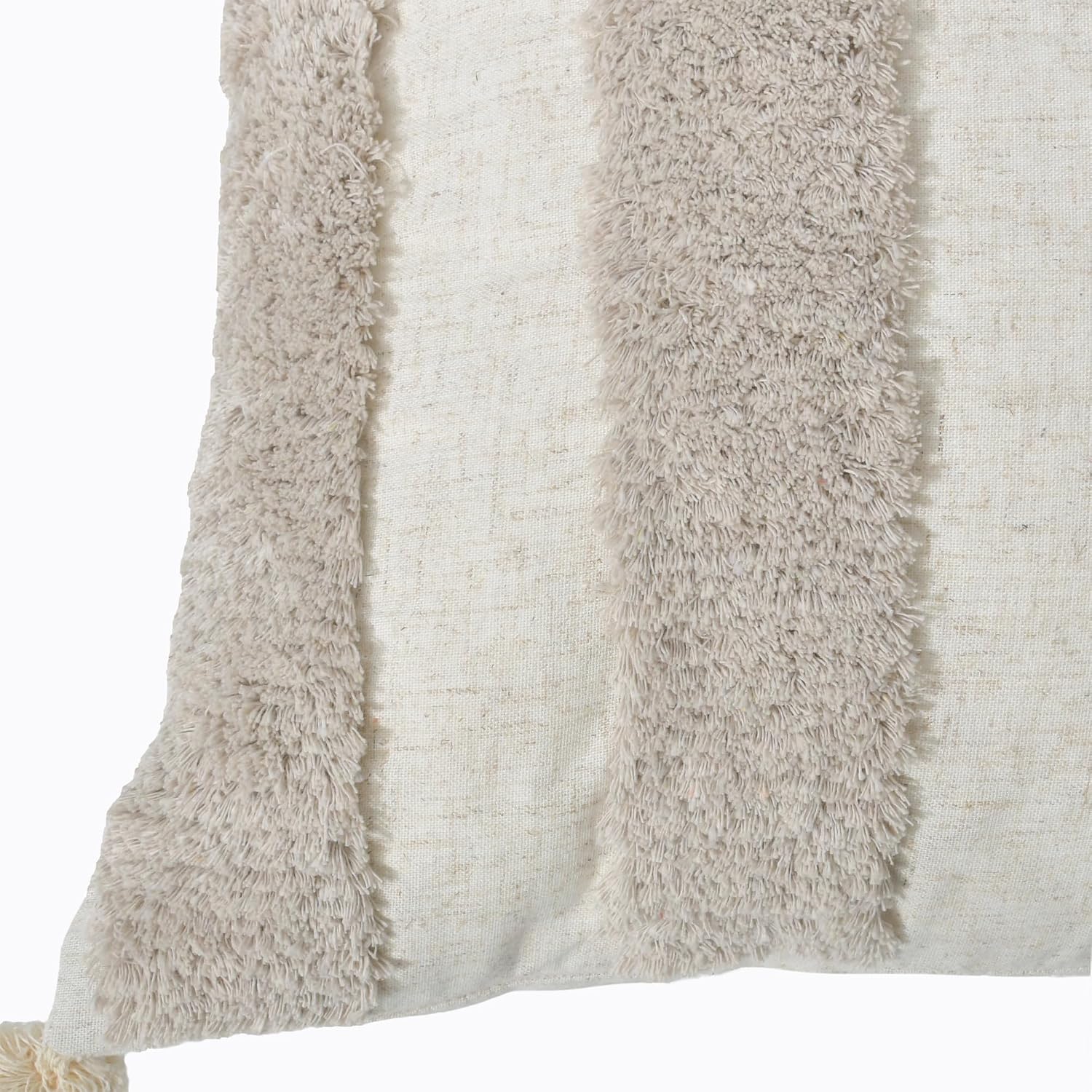 Loopuinhom Boho Pillow Covers 18X18 Inch Boho Tufted Linen Throw Pillow Covers Decorative Pompoms Cushion Cover Farmhouse Pillow Case for C…