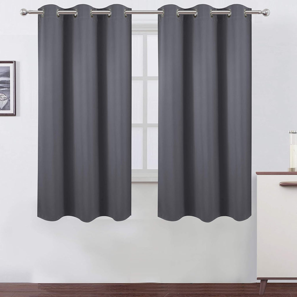 Lemomo Grey Thermal Blackout Curtains/38 x 63 Inch/Set of 2 Panels Room Darkening Curtains for Bedroom 63 Inch Grey