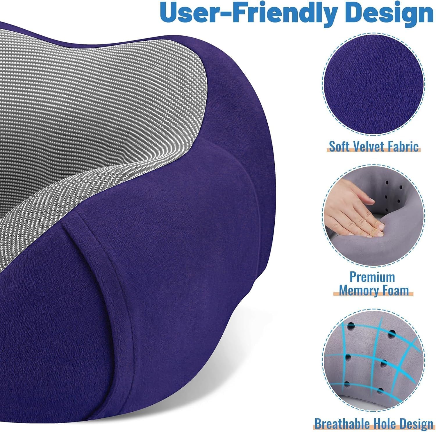 CloudBliss Travel Pillow Premium Memory Foam, Comfortable & Supportive Neck Pillow, Neck Pillows for Sleeping Travel, Airplane Pillow for…