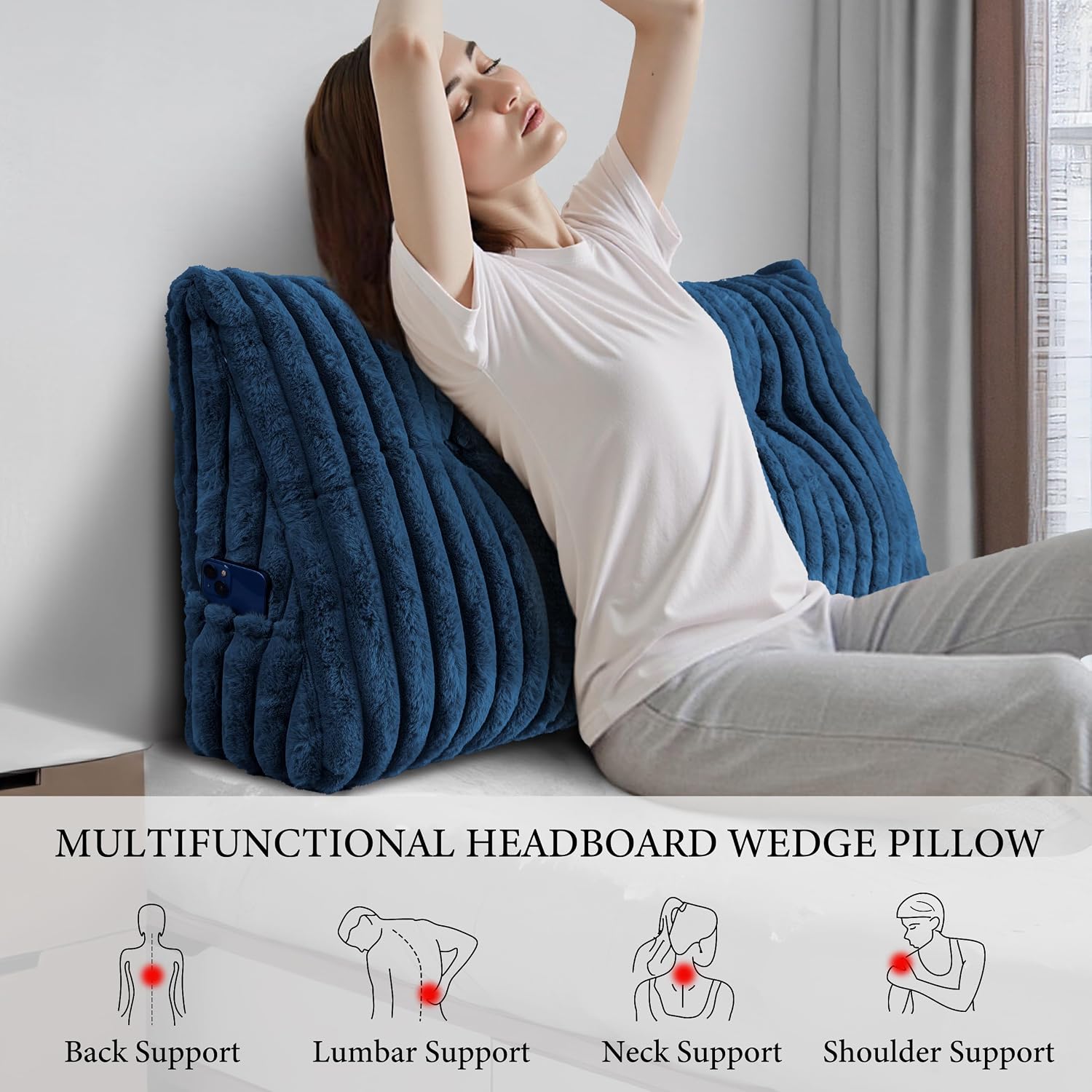 Headboard Pillow Twin XL, Triangular Wedge Pillow Headboard, Cushion Headboards Reading Pillows, Backrest Pillows for Sitting in Bed or…