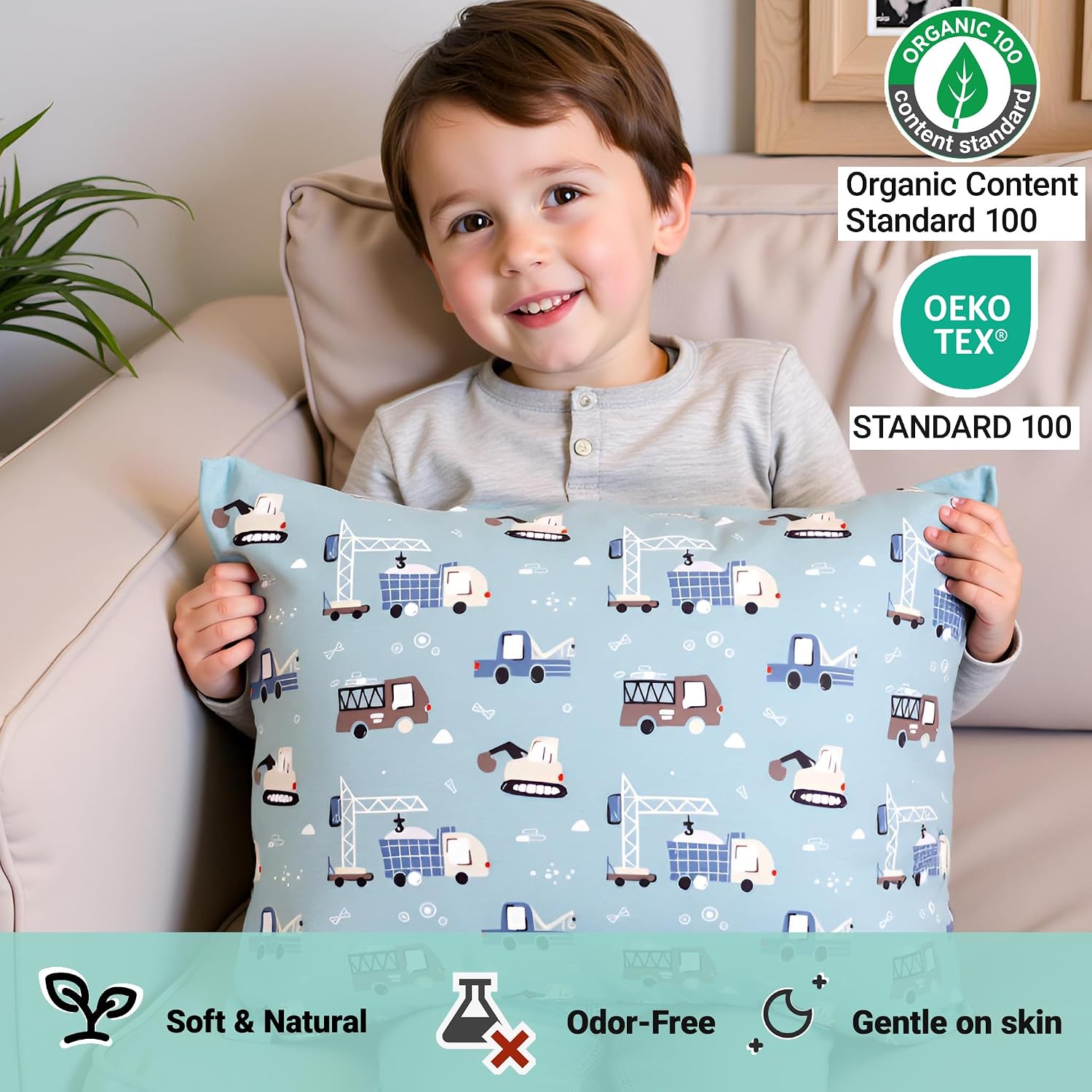 ZPECC-ABrandThatHasBeenFocusedOnBeddingFor20Years ZPECC Toddler Pillow with Pillowcase - 13x18 Organic Cotton Hypoallergenic Kids Pillow, B…