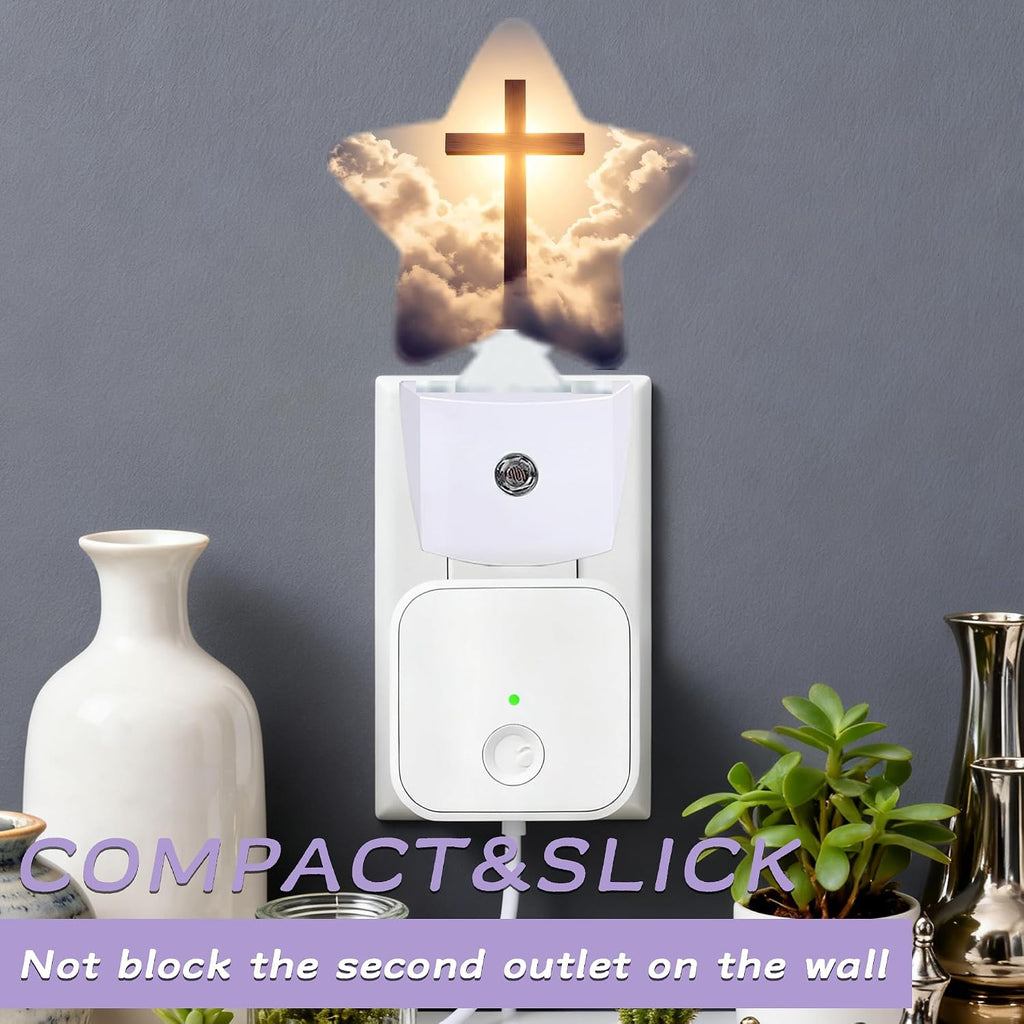 Night Light, Cross Night Lights Plug into Wall Cloud Sunset Decorations for Bedroom Bathroom, Dusk to Dawn Sensor Kitchen Hallway Stairs…