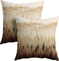 Fall Misty Forest Throw Pillow Covers 20x20 Inch Set of 2 Brown Mountain Woodland Decorative Pillow Cases Nature Pine Trees Farmhouse…