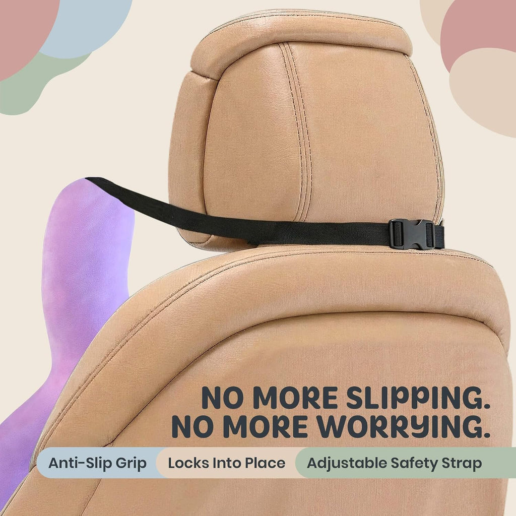 Kids Car Sleeping Pillow - X-Shaped Plush Animal for Neck & Back Support - Hands & Seat Belt Slot - Machine Washable & Compressible…