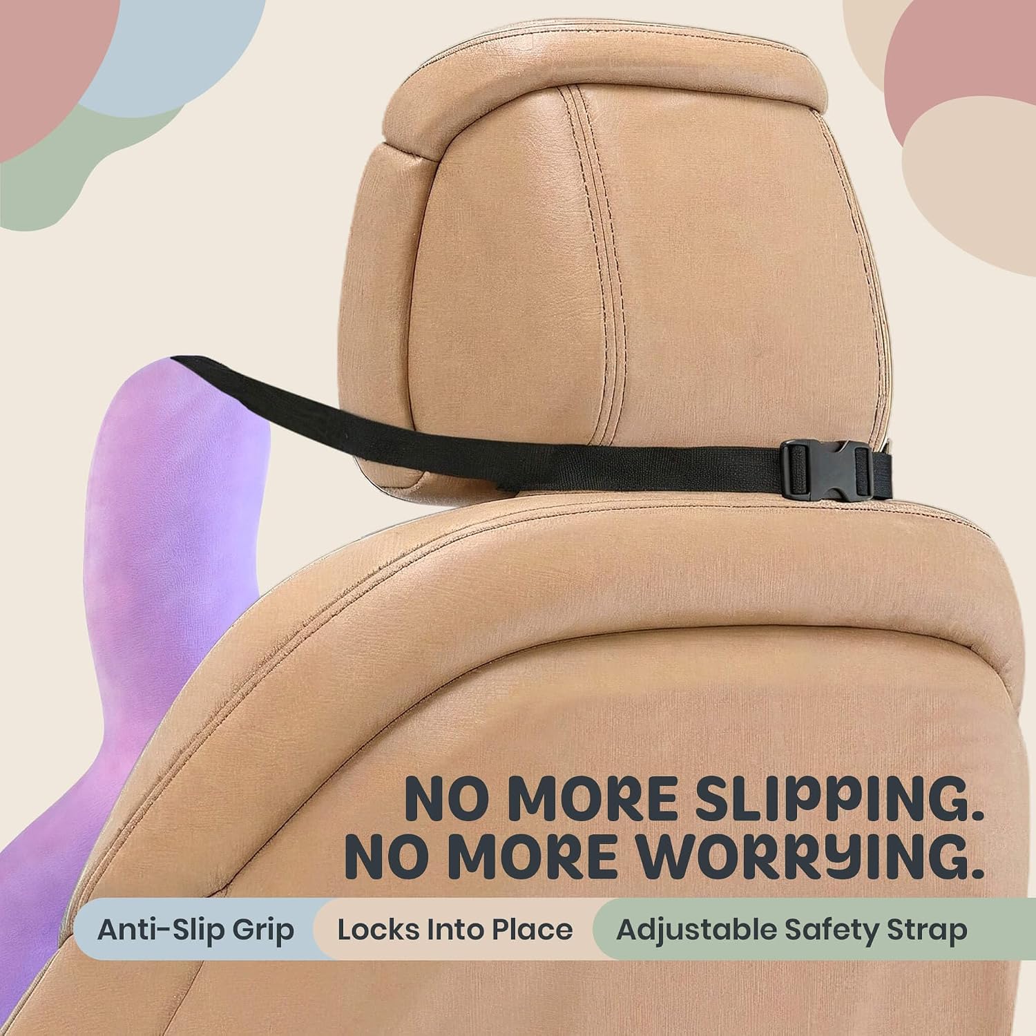 Kids Car Sleeping Pillow - X-Shaped Plush Animal for Neck & Back Support - Hands & Seat Belt Slot - Machine Washable & Compressible…