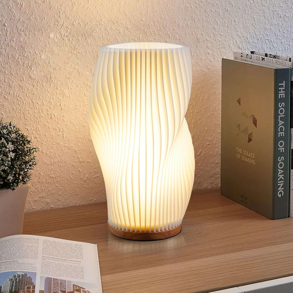 Zenply Novelty Small Table Lamp for Bedroom, Vintage Style Striped Night Light, Mini Bedside Lamp for Living Room, Office, Dorm (MD)