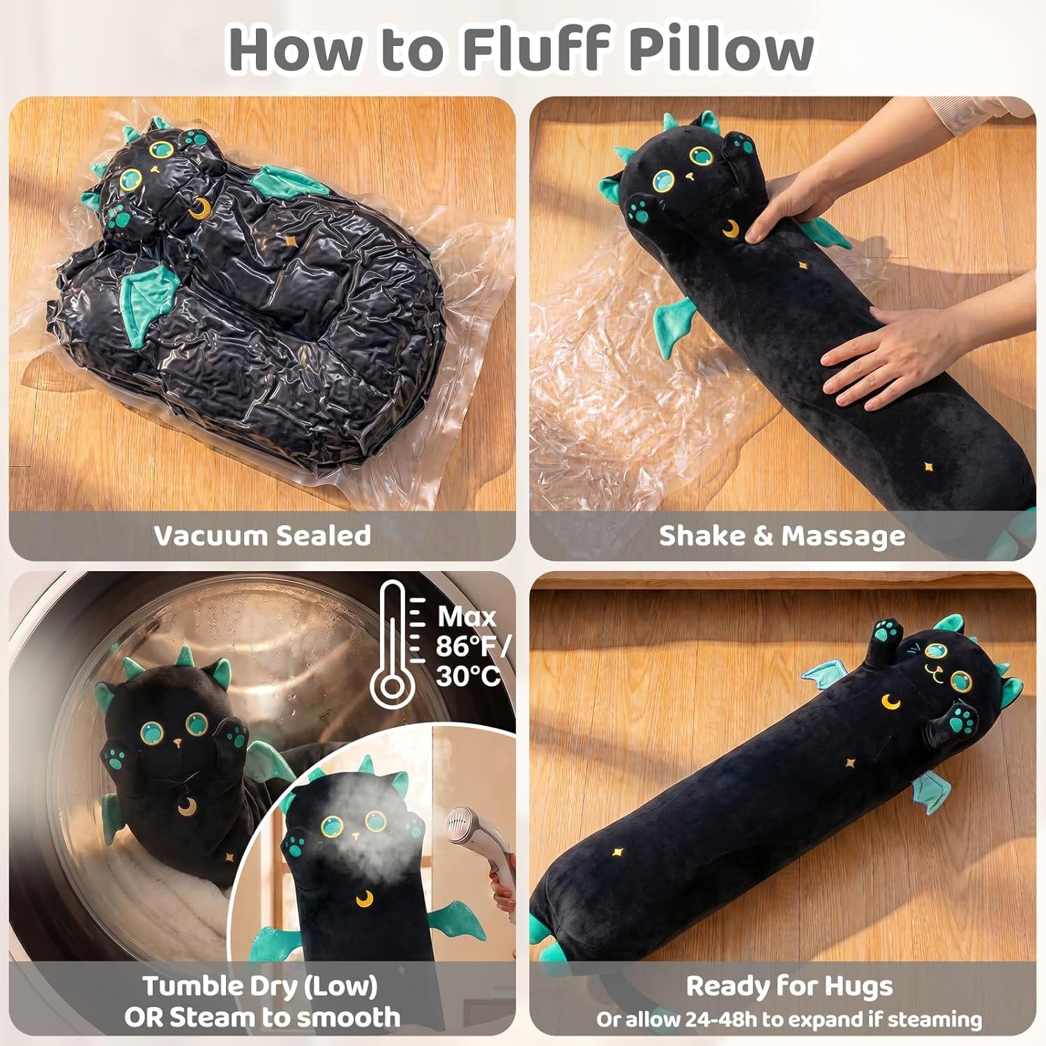 Mewaii Long Cat Plush 5 Sizes, 120% Extra Filling Giant Plushness Kids Body Pillow, Kawaii Cute Big Eyes Cat Stuffed Animals Plushies…