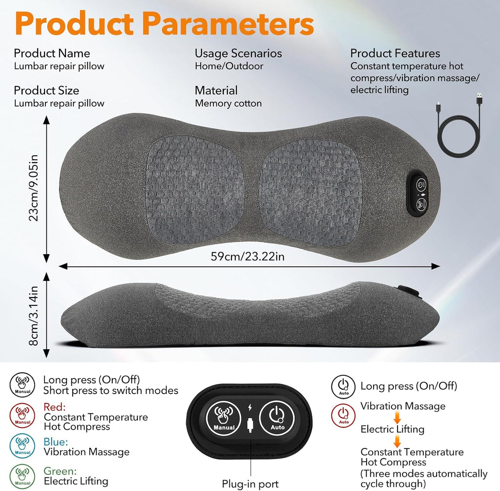 Famkcy Smooth Spine Triple Fusion Back Massager with Heat - Sciatica & Spine Decompression Device, Deep Tissue Massager for Lower Back Pain…