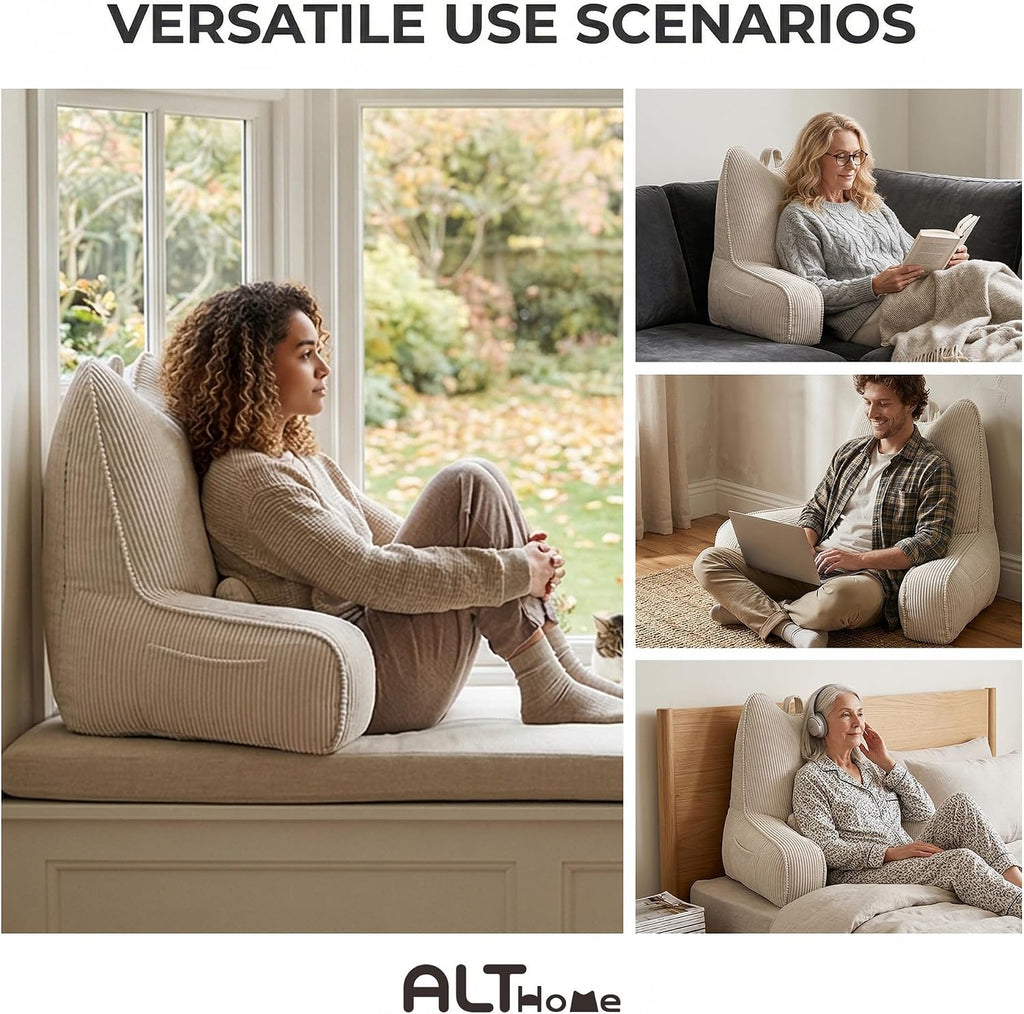 Ailuteie Patented Design Reading Pillow with Arms for Sitting Up, 2-in-1 Bed Rest Pillow with Detachable Lumbar Support, Backrest Support C…