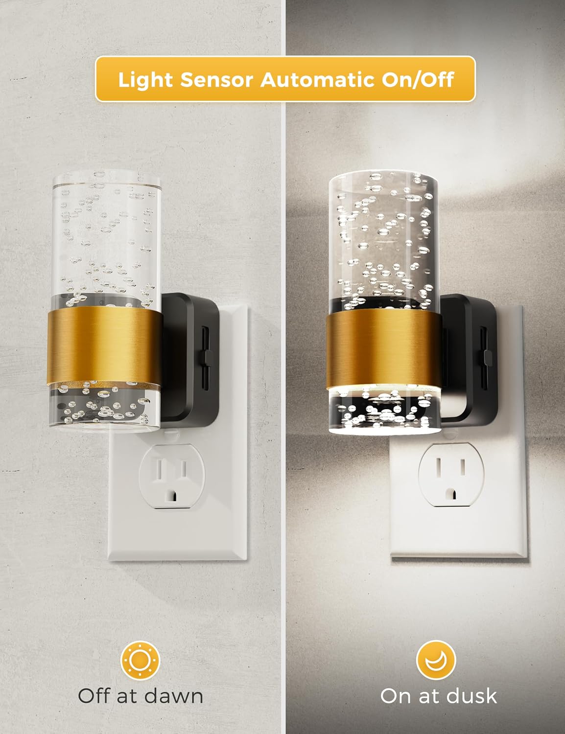 Night Light, 1-Pack Decorative Night Lights Plug into Wall, Dimmable Night Light with Auto Light Sensor, Bright White 5000K, Wall…