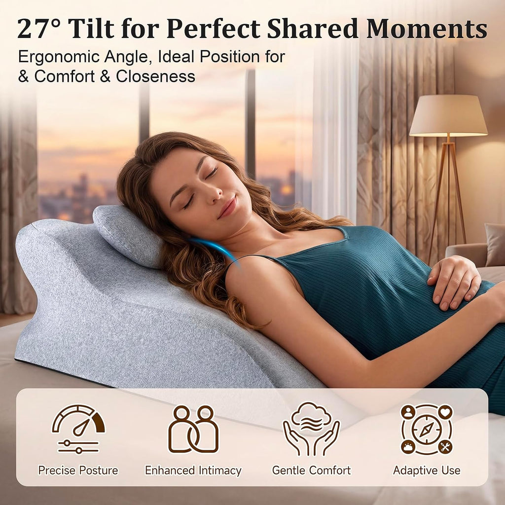 Ergonomic Contoured Support Pillow, 27°Angle Wedge Memory Foam Pillow, Multi-Functional Neck Back Waist Pillow for Bed Sleeping &…