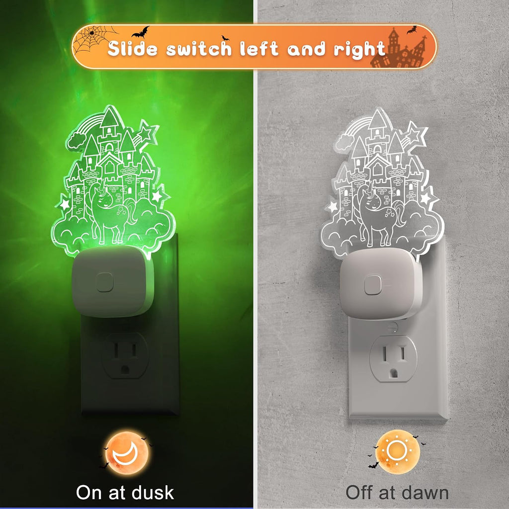 L LOHAS LED Night Lights for Kids, Acrylic Carved Castle Design, 8-Color Changing, Dusk to Dawn Sensor, Plug in Kids Night Lights for…