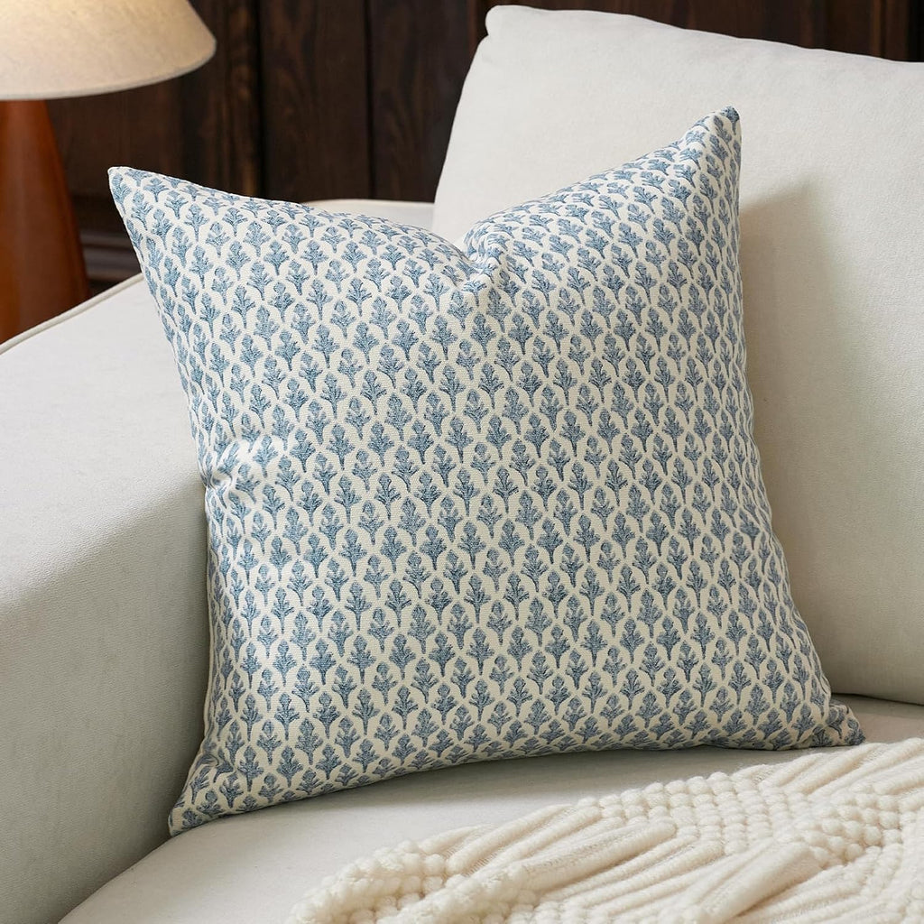 Fiouovohome FIOUOVO Floral Pillow Covers 24x24 Pillow Cover Block Print Couch Pillows for Living Room Decorative Neutral Accent Throw Pillo…
