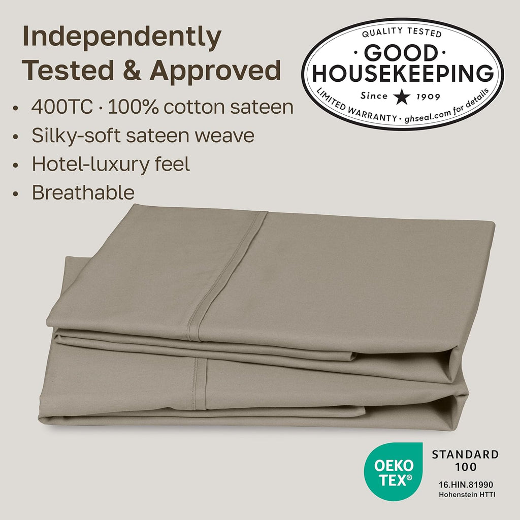 CaliforniaDesignDen California Design Den King Size Pillowcase Set - 400 Thread Count, 100% Cotton Sateen, Set of 2 Pillow Covers, Soft and…