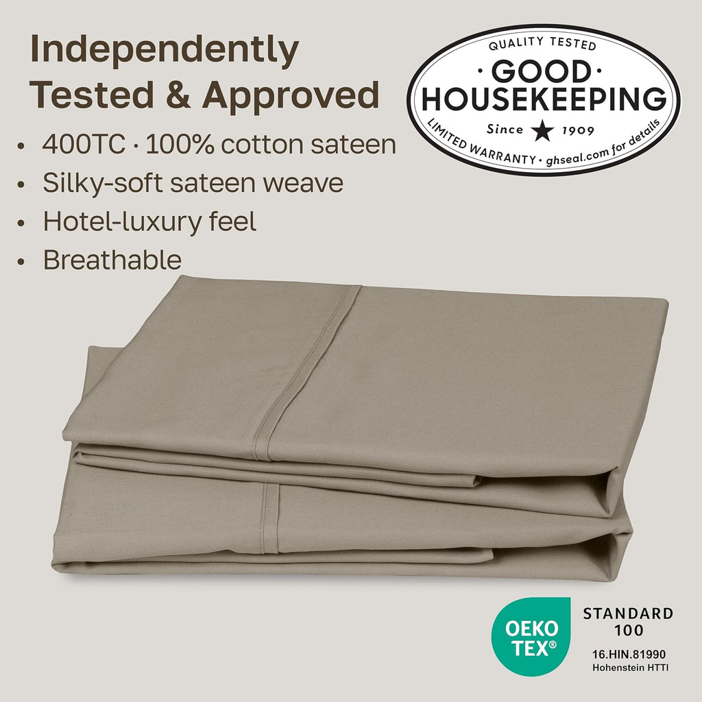 CaliforniaDesignDen California Design Den Standard Queen Size Pillowcase Set - 400 Thread Count, 100% Cotton Sateen, Set of 2 Pillow Covers…