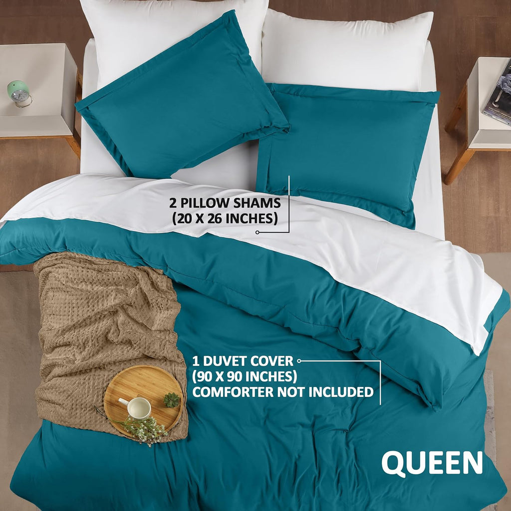 Utopia Bedding Duvet Cover Queen Size - 3 Piece with Zipper Closure - 1 Comforter Cover 90X90 Inches & 2 Pillow Shams 20X26 Inches (Denim…
