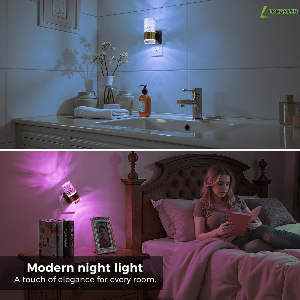 L LOHAS LED Night Light, Night Lights Plug into Wall, 10-Color RGB Change Nightlights,10/50/100LM Adjustable Automatic Nightlights Plug…
