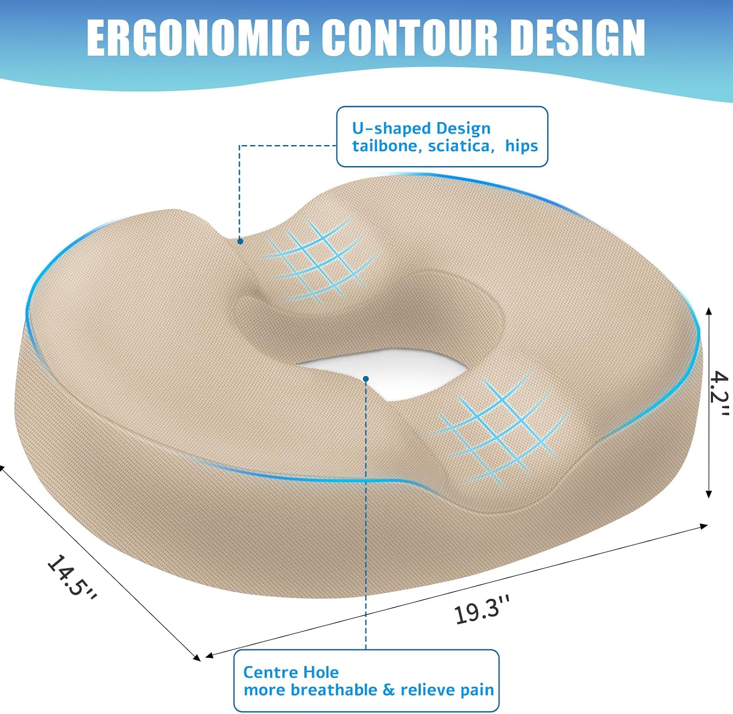 BlissTrends Donut Pillow Seat Cushion, Donut Chair Cushions for Postpartum Pregnancy&Hemorrhoids, Tailbone Cushion, Memory Foam Lifting Cus…