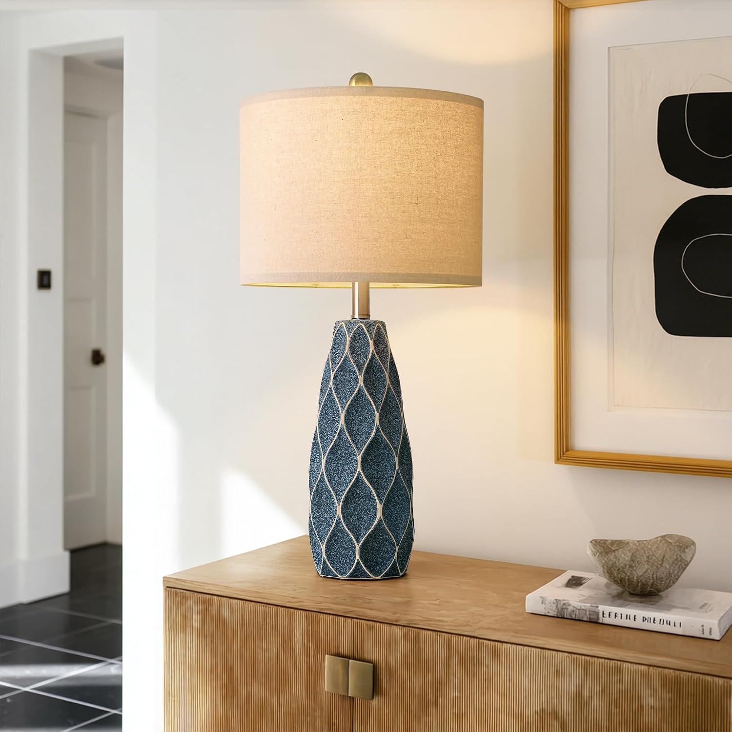 27.5" Ceramic Table Lamps for Living Room Bedroom Lamps Set of 2 Modern Boho Bedside Lamps Night Stands Farmhouse Vintage Large…