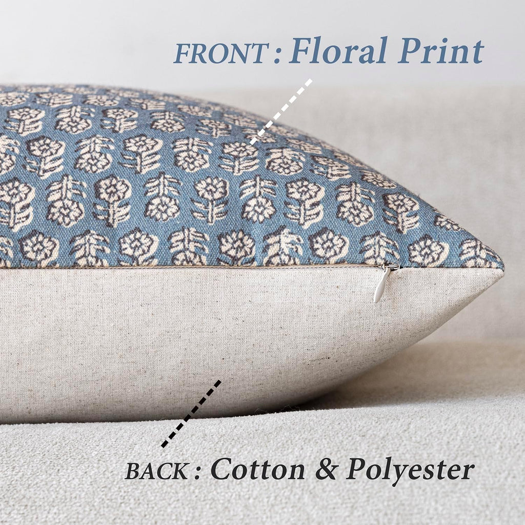 Foindtower Set of 2 Decorative Neutral Floral Print Throw Pillow Covers Vintage Accent Farmhouse Cushion Covers Boho Home Decor for Sofa…