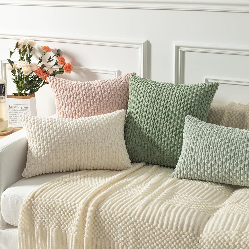KevinTextile Kevin Textile 12x24 Inch Pillow Cover 1 Pack Boho Decorative Soft Striped Corduroy Lumbar Farmhouse Solid Color Accent Rectang…