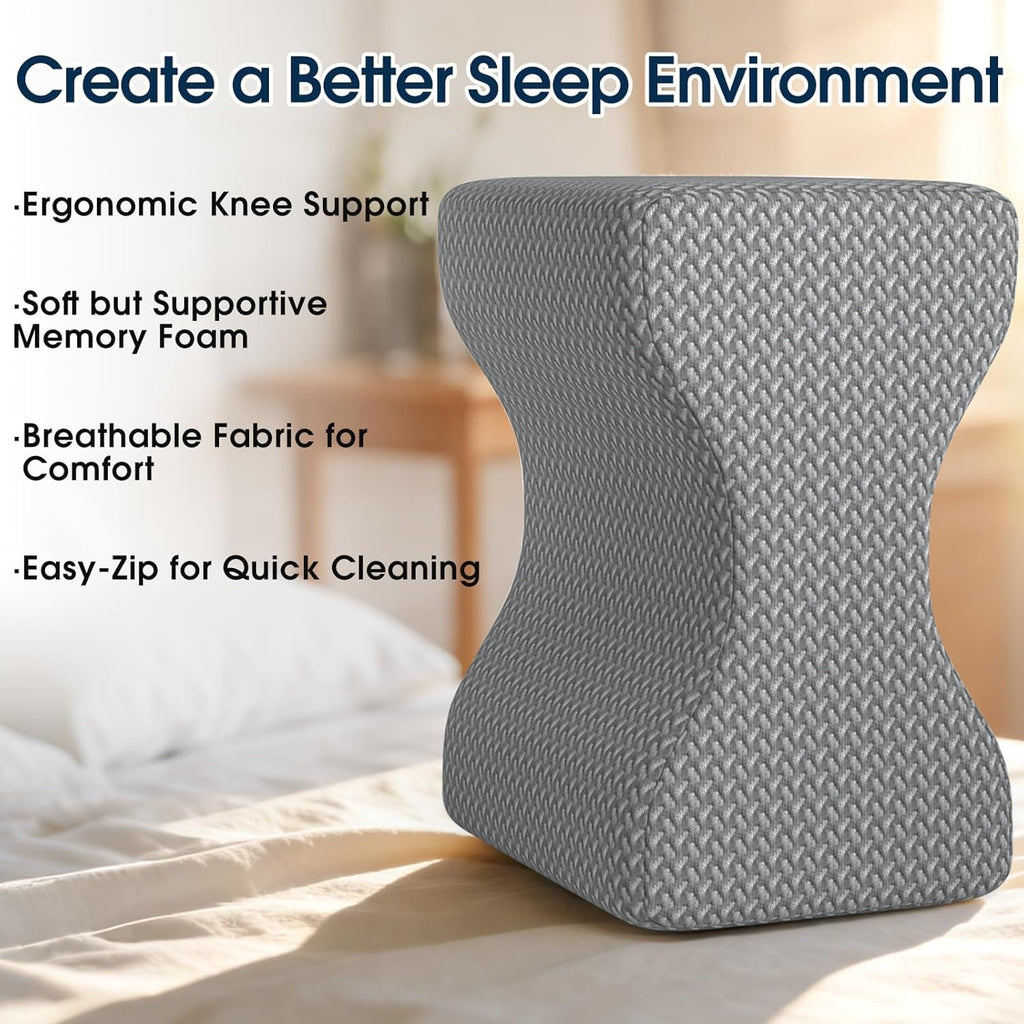 BlissTrends Memory Foam Knee Pillow, Knee Pillow for Side Sleepers, Leg Pillows for Sleeping Blood Circulation, Elevation Pillow for…