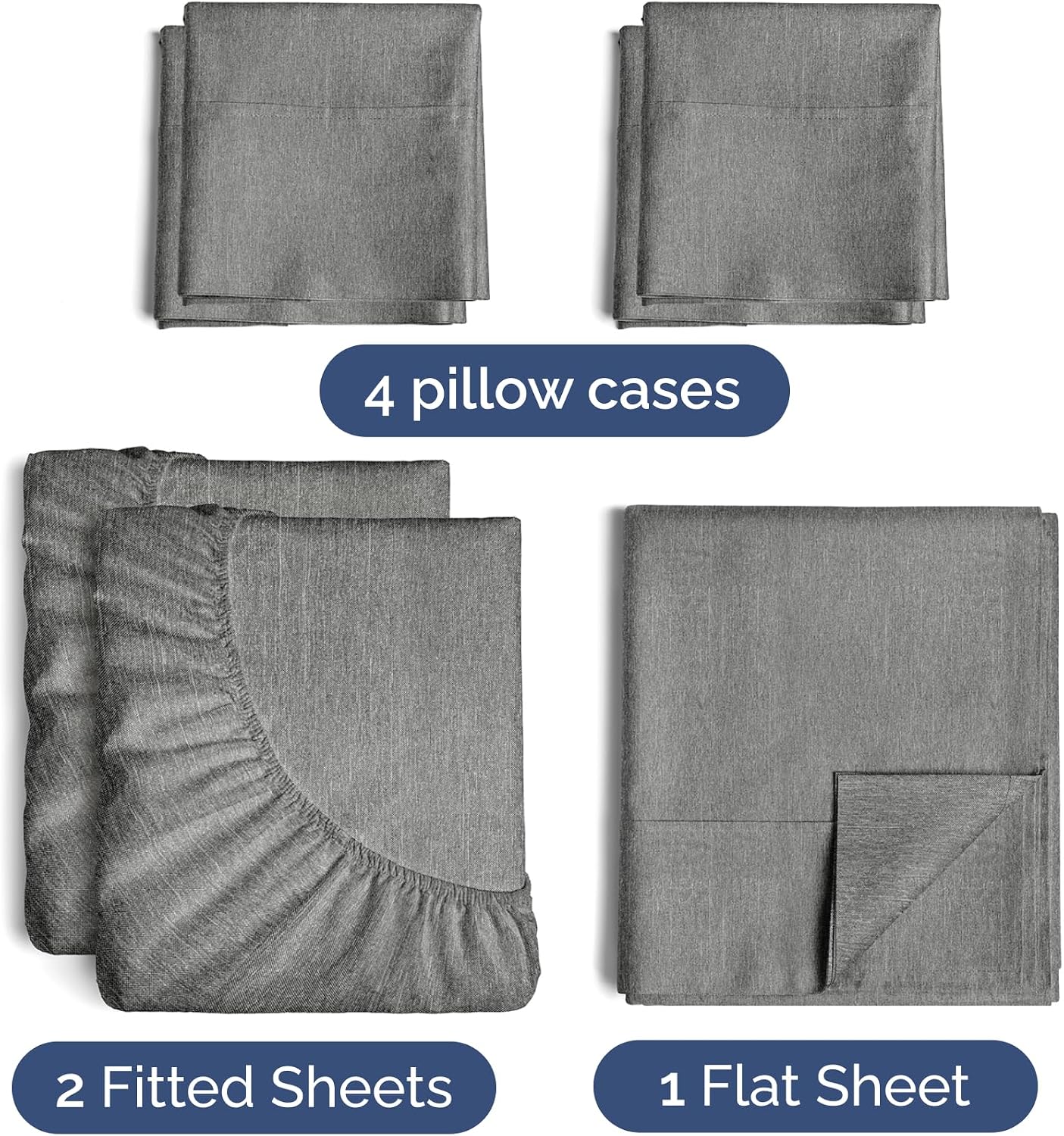 Split King 7 Piece Sheet Set - Comfy, Breathable & Cooling - Hotel Luxury Bedding for Women, Men, Kids, Teens and Children - 1 Flat & 2…