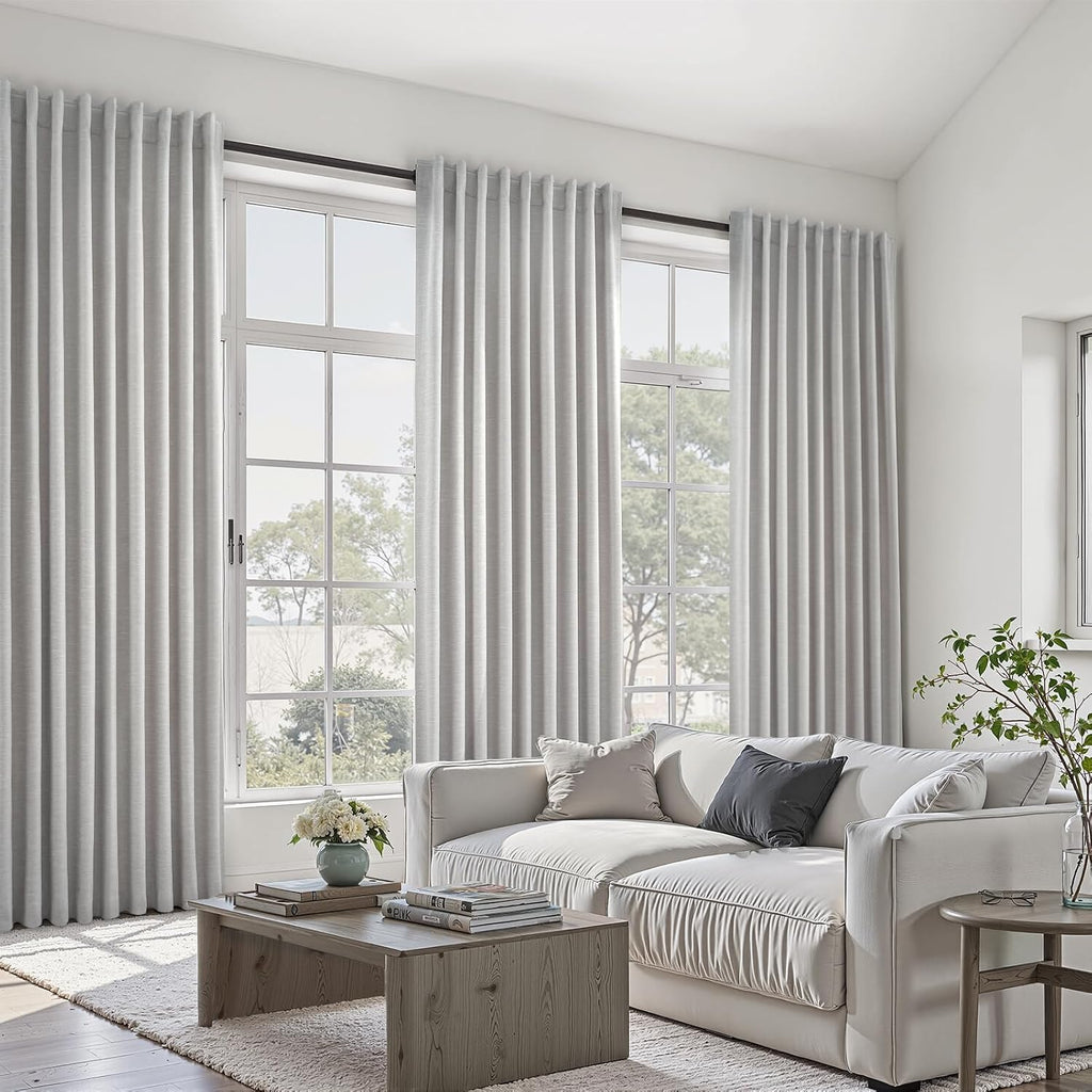 Topfinel Extra Wide Total Blackout 96 Inch Curtains 70 Inches Wide for Living Room 2 Panels Modern Linen Blackout Curtain for Large Window…