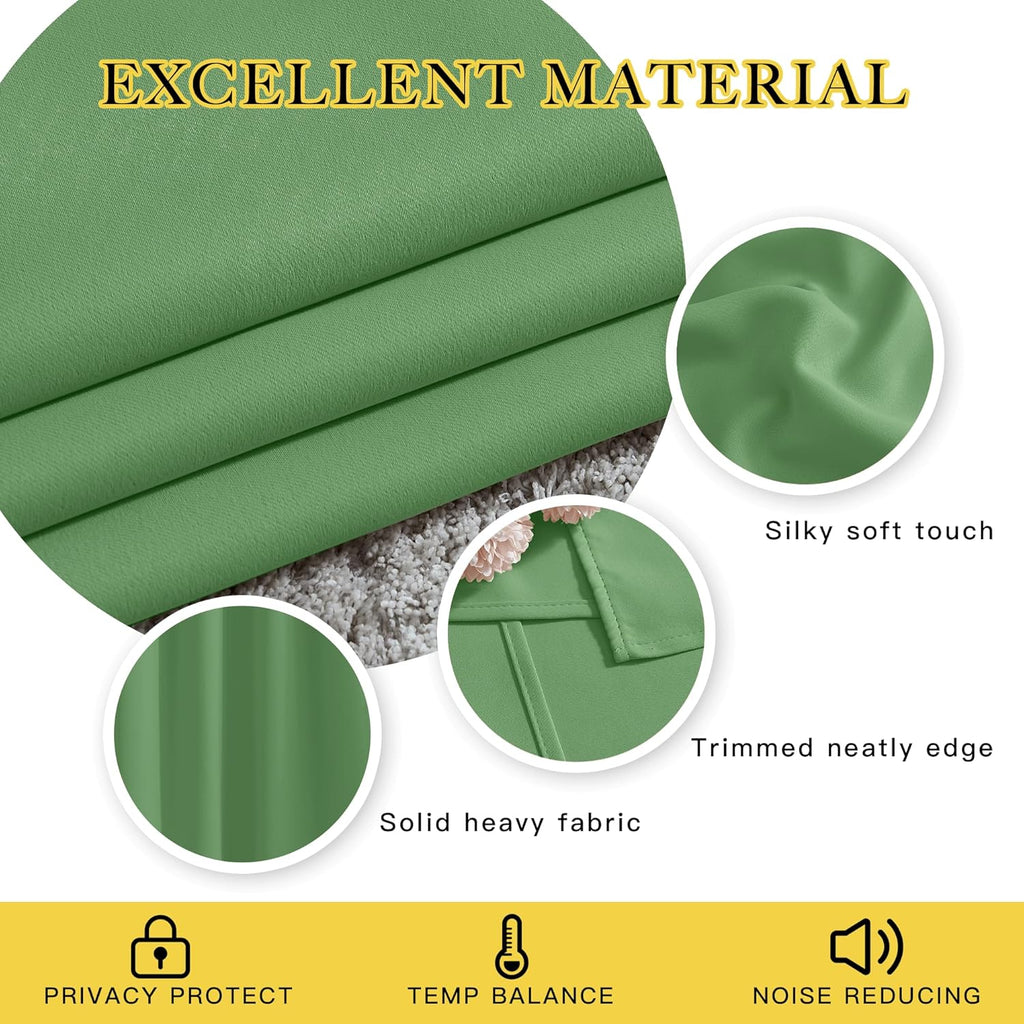 Nicetown Forest Green Blackout Curtains 84 inches Long 2 Panels Set - Grommet Thermal Curtains Room Darkening Window Treatments Sound Proof…