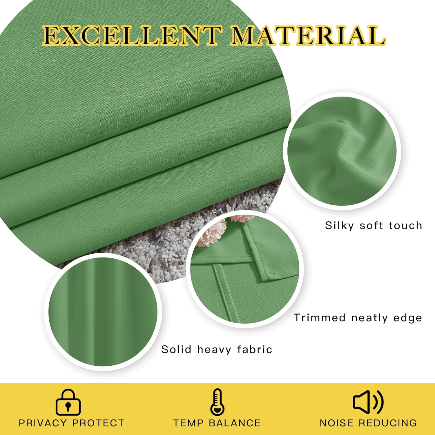 Nicetown Forest Green Blackout Curtains 84 inches Long 2 Panels Set - Grommet Thermal Curtains Room Darkening Window Treatments Sound Proof…