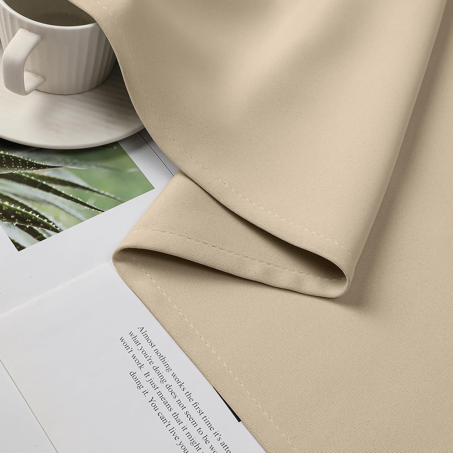 Cucraf Light Beige Blackout Curtains 90 inch Length 2 Panels Set, Room Darkening Drapes for Living Room Bedroom, Thermal Insulated Light Bl…