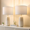 BrightWe Tall Ceramic Table Lamp Set of 2, White Lamps for Bedroom Farmhouse Rustic Lamp Set Bedside Nightstand Lamps Set of Two Side…