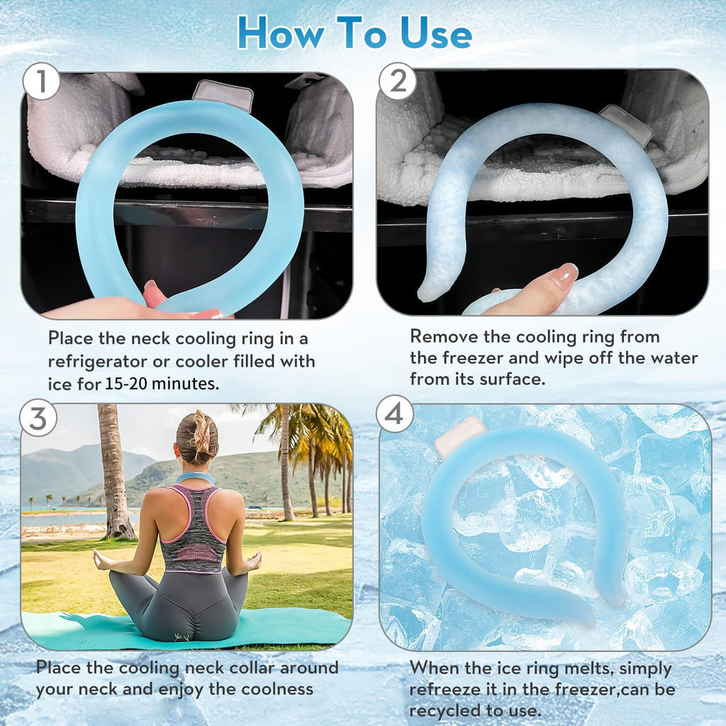 2PCS Neck Cooling Tube with Cold Insulated Bag, Reusable Ice Neck Ring Wearable Body Cooler Products for Summer Heat (Blue*2)