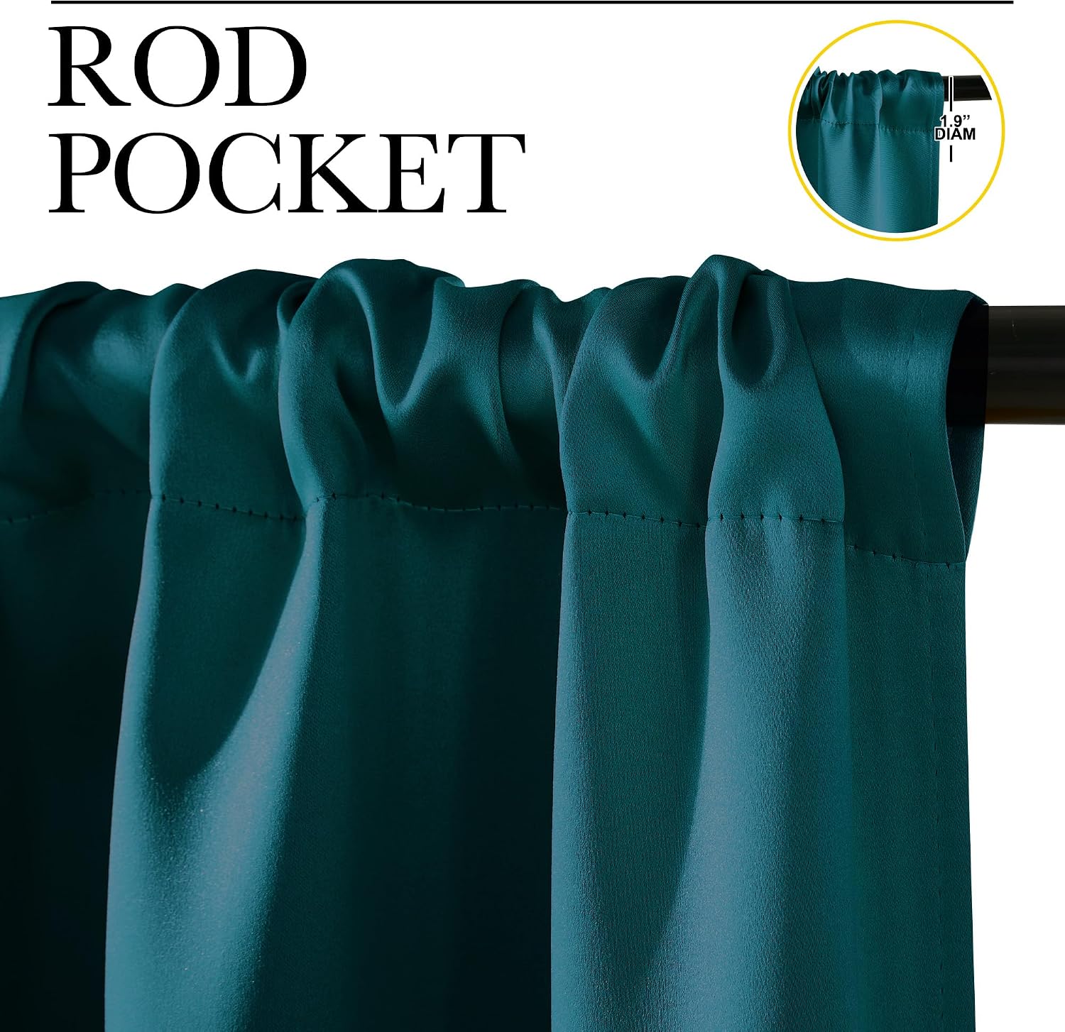 NICETOWN Teal Blackout Cafe Faux Silk Curtains for Small Windows, 42" Wide by 63" Long, 2 Panels, Rod Pocket Thermal Insulated Blackout…