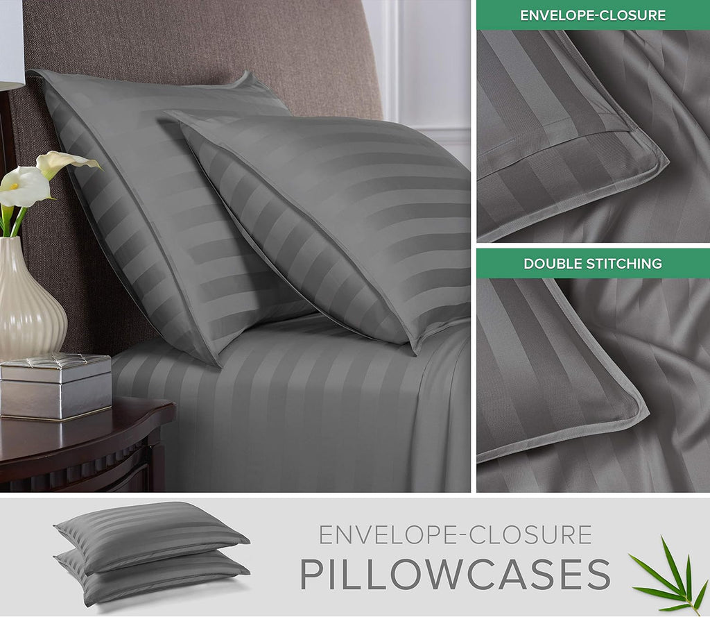 PureBamboo Pure Bamboo California King Sheets, Genuine 100% Organic Viscose Derived from Bamboo Bed Sheet Set, Soft & Cooling, Double Stitc…
