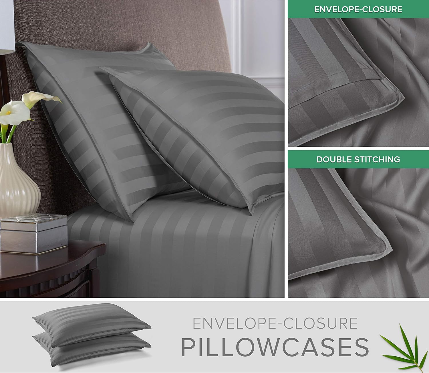 PureBamboo Pure Bamboo California King Sheets, Genuine 100% Organic Viscose Derived from Bamboo Bed Sheet Set, Soft & Cooling, Double Stitc…