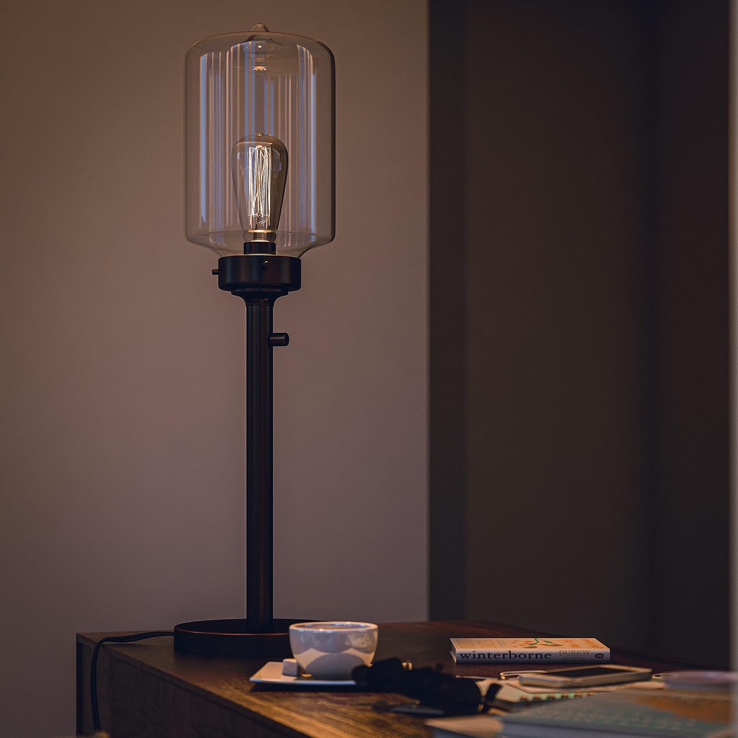 Kenroy Home 32407ORB Casey Table Lamp with Oil Rubbed Bronze Finish, Rustic Style, 28.25" Height, 7.875" Width, 7.875" Depth