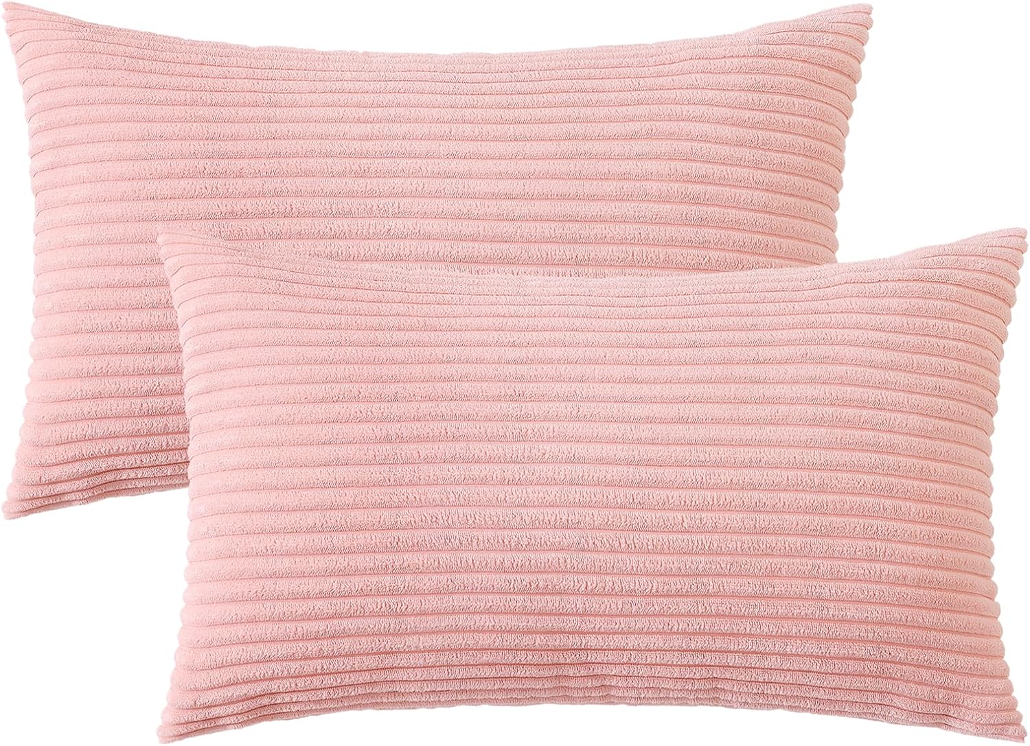 Mecatny Corduroy Summer Decorative Throw Pillow Covers 12x20 Set of 2 for Sofa Living Room, Soft Neutral Boho Couch Pillow Covers for…