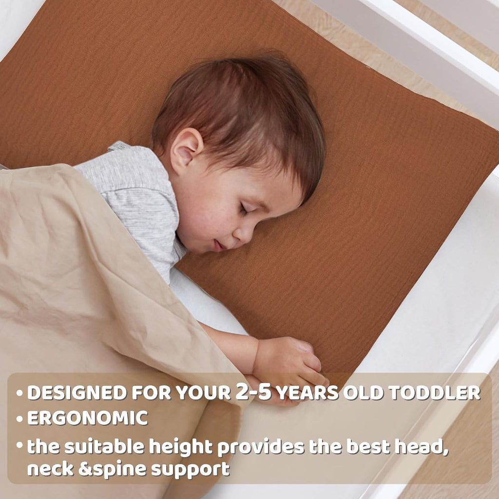 ProGoleem Pro Goleem Toddler Pillow with 100% Muslin Cotton Pillowcase – 13x18 Ultra Soft, Breathable & Machine Washable Kids Pillow for Sl…
