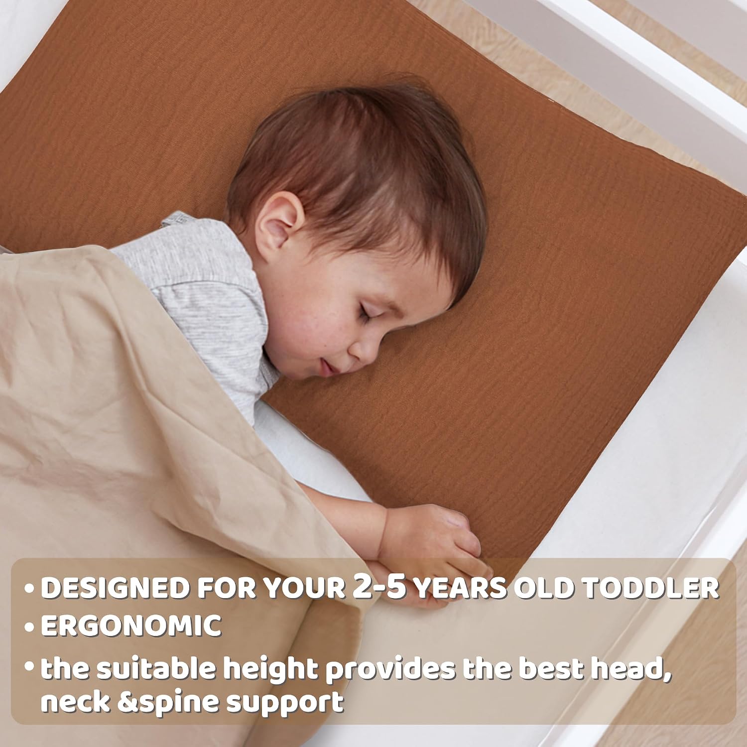 ProGoleem Pro Goleem Toddler Pillow with 100% Muslin Cotton Pillowcase – 13x18 Ultra Soft, Breathable & Machine Washable Kids Pillow for Sl…