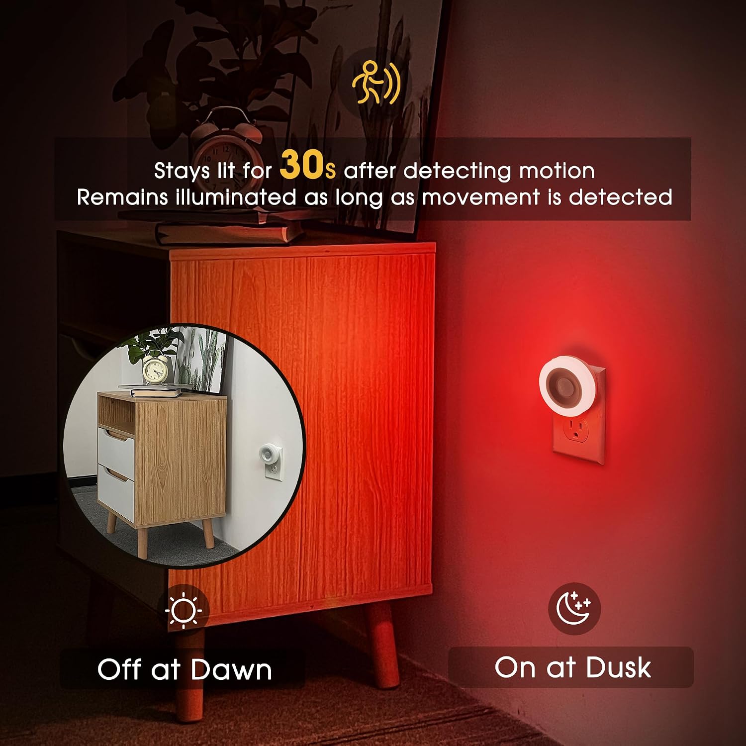 Briignite Motion Sensor Night Light Red, [2 Pack] Night Lights Plug into Wall, Auto On/Off Motion Activation Nightlight, Energy-Saving…